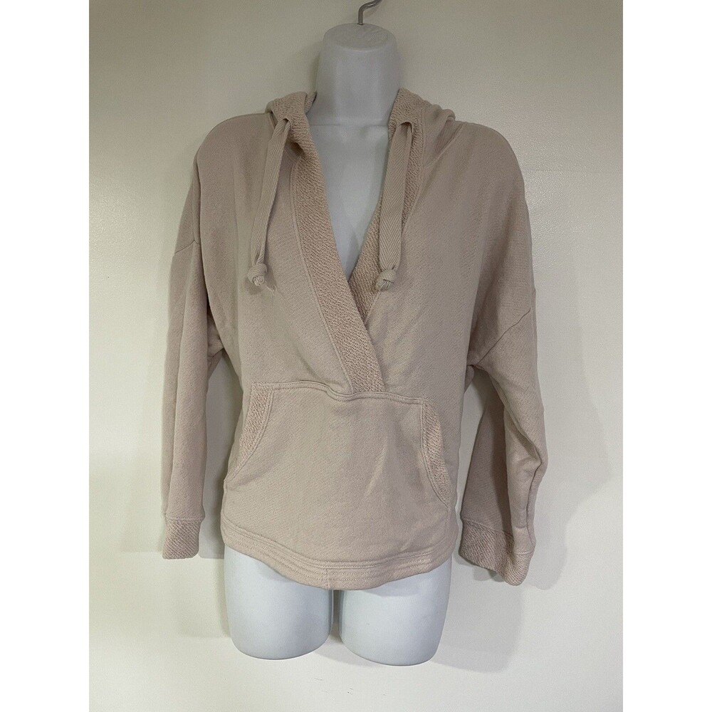 Ocean Drive Ribbed Terry Cotton Hoodie Size S Beige Color B4